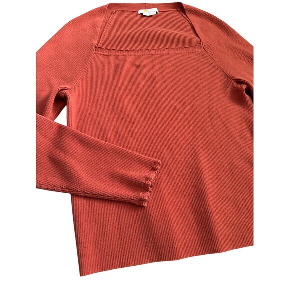 Boden Plus Ribbed Square Neck Knit Sweater Burnt Orange Size 16/18 - Picture 6 of 9